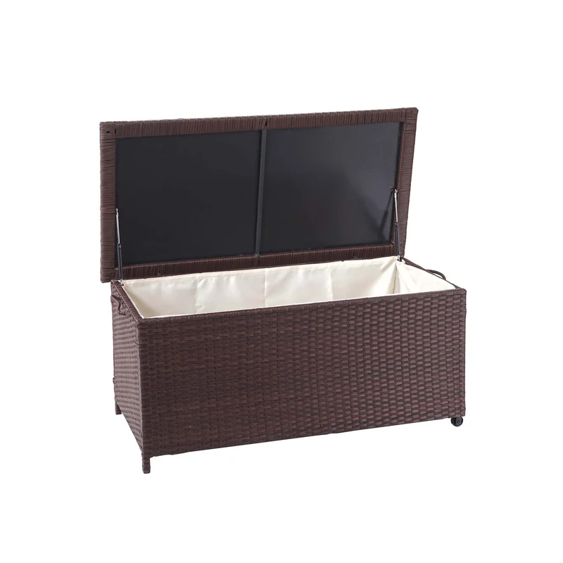 Coffre de rangement pour jardin en polyrotin avec roulettes rangement coussins 51x100x50cm 170L 04_0002576
