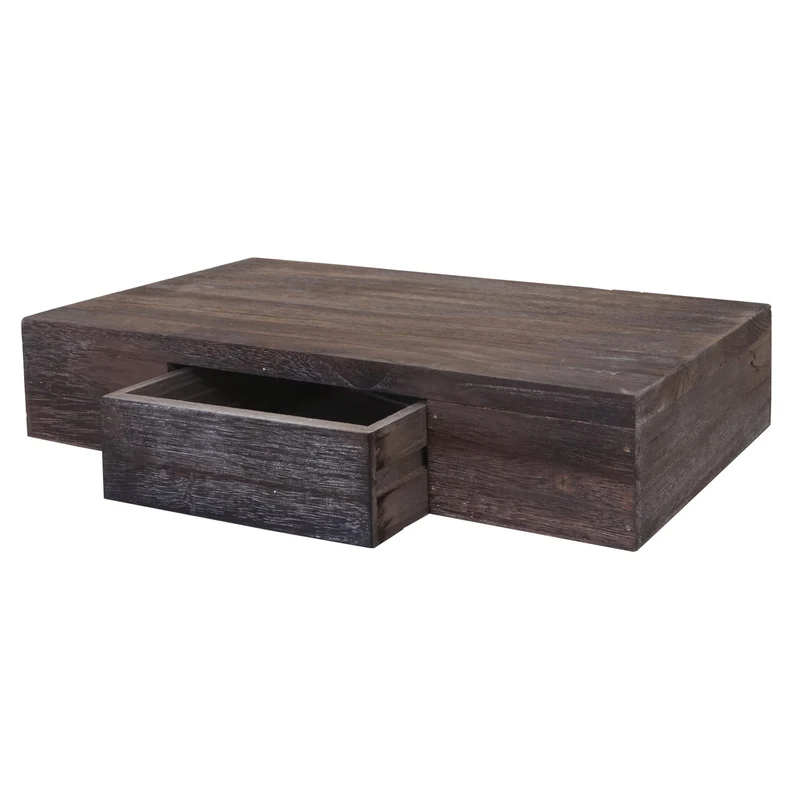 Étagère murale suspendue avec tiroir 40cm marron vieilli vintage 04_0005680