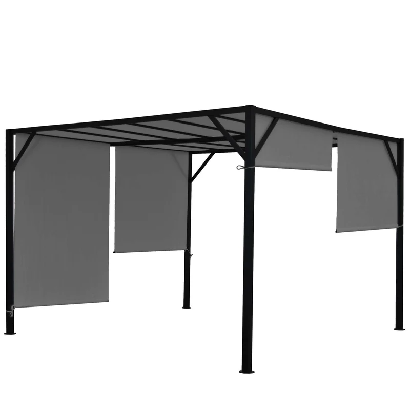 Pergola pavillon de jardin terrasse auvent stable 6cm gris 3x3m 04_0004069