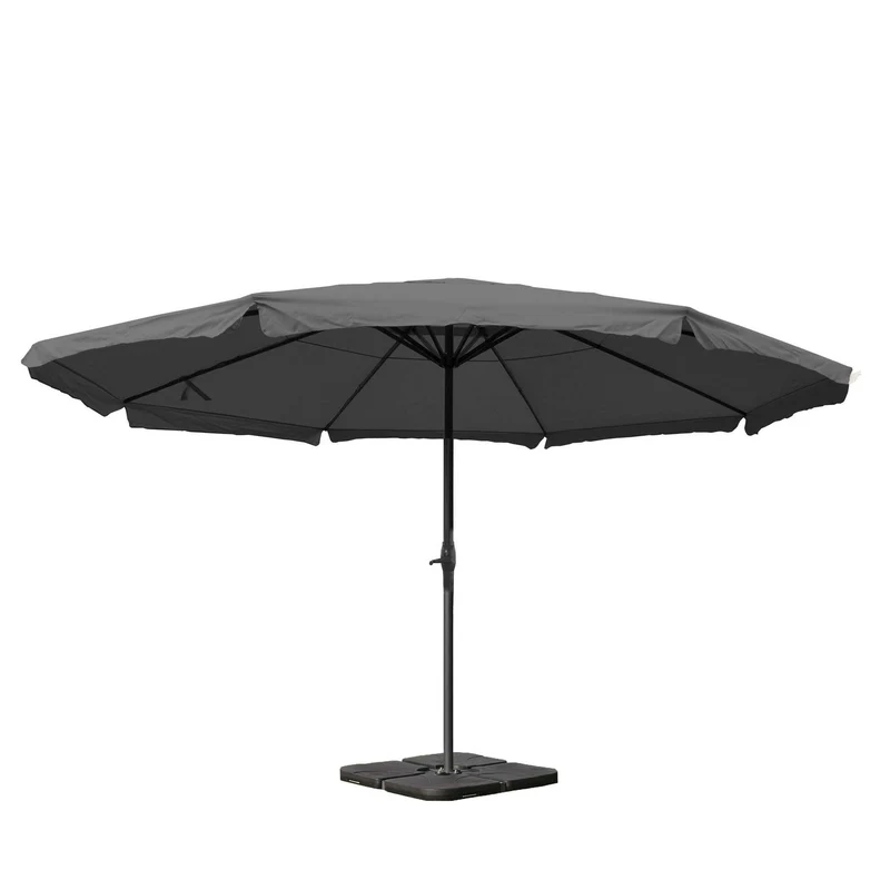 Parasol pour jardin terrasse Ø 5m polyester alu 28kg anthracite avec pieds de parasol04_0003866
