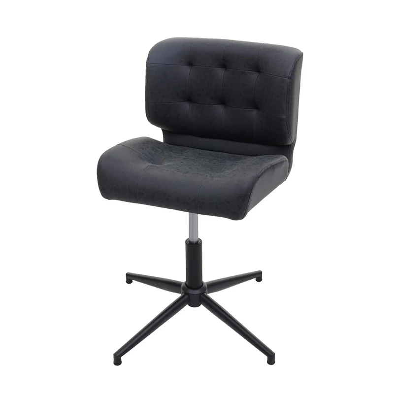 Fauteuil chaise de bureau salle à mager pivotante hauteur réglable synthétique gris foncé pied métal noir 04_0001862