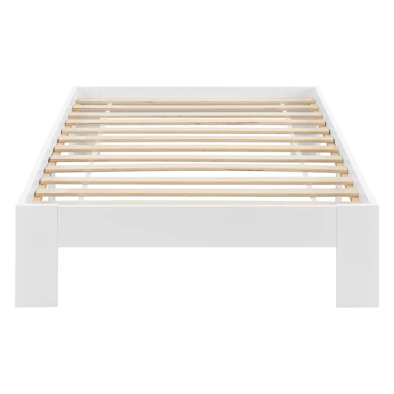 Lit pour adultes design simple cadre avec sommier à lattes en pin et bois 120 x 200 cm blanc 03_0004933