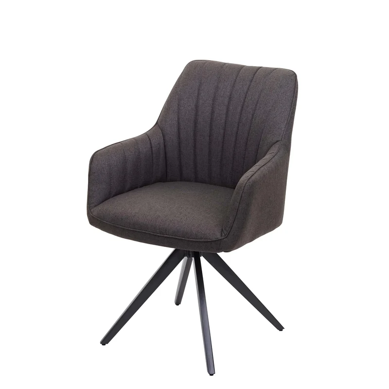 Chaise de salle à manger fauteuil de bureau en tissu gris-brun en acier design rétro 04_0002278