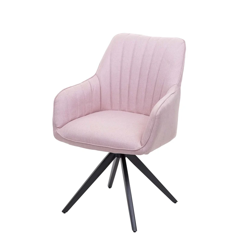 Chaise de salle à manger fauteuil de bureau en tissu rose en acier design rétro 04_0002279