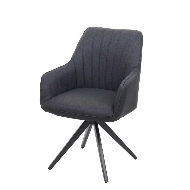 Chaise de salle à manger fauteuil de bureau en tissu gris foncé en acier design rétro 04_0002277