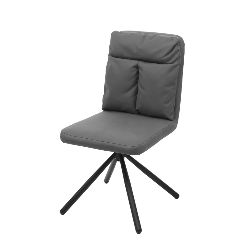 Chaise à manger fauteuil lounge pivotant en tissu gris 04_0002245
