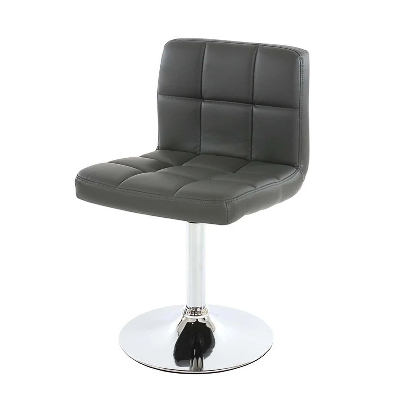 Chaise de salle à manger cuisine bureau sans roulettes synthétique gris pied chromé 04_0002300