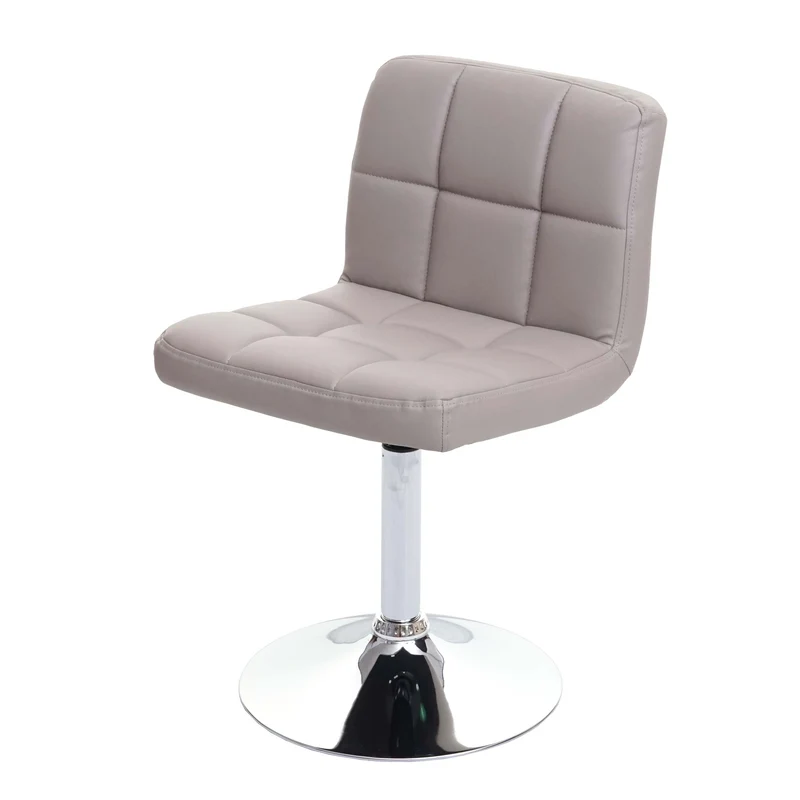 Chaise de salle à manger cuisine bureau sans roulettes synthétique taupe gris pied chromé 04_0002295