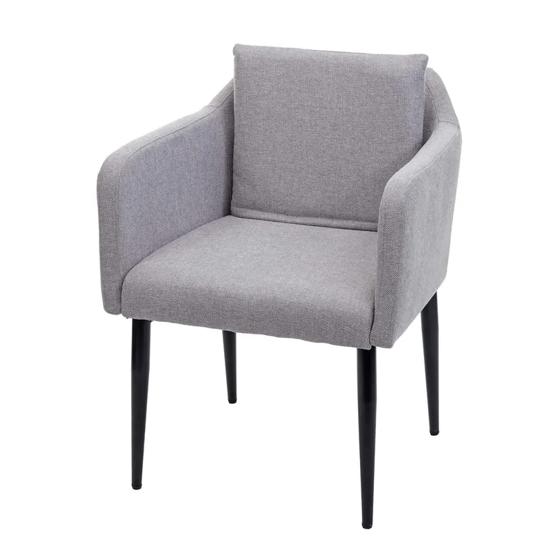 Fauteuil chaise lounge salle à manger bureau visiteur en synthétique gris pieds métal noir 04_0002289