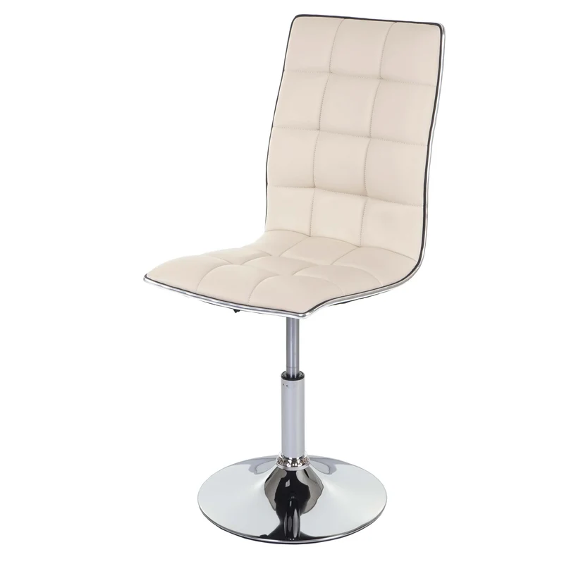 Chaise à manger cuisine design moderne et chic hauteur réglable pivotant en synthétique crème 04_0002211