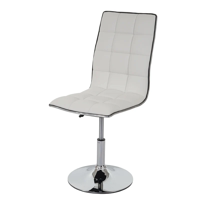 Chaise à manger cuisine design moderne et chic hauteur réglable pivotant en synthétique blanc 04_0002202
