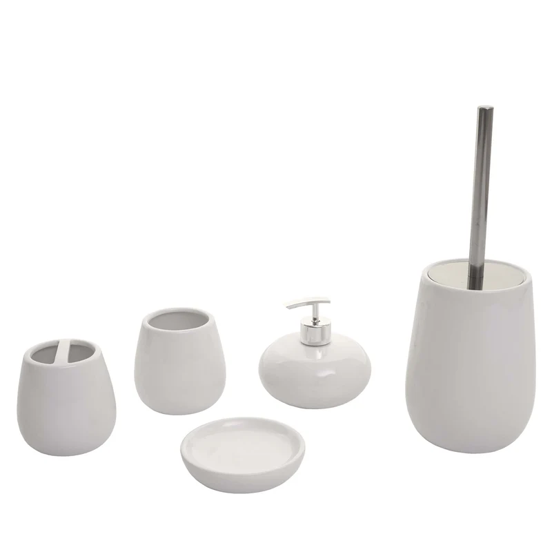 Set de 5 accessoires de salle de bain en céramique pour salle de bain blanc 04_0003582