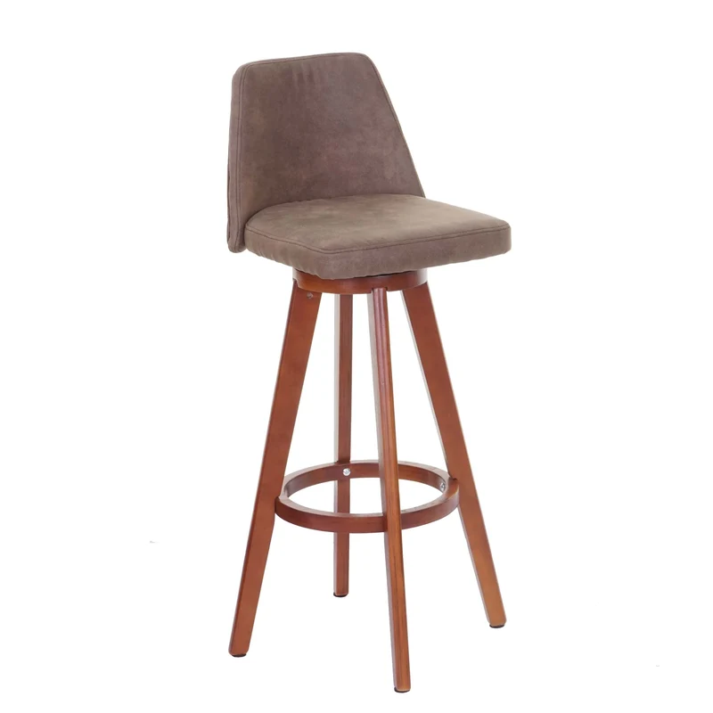 Tabouret de bar chaise de comptoir en synthétique marron pivotant pieds en bois marron 04_0005274