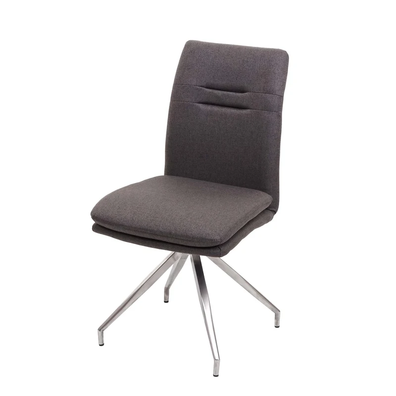 Chaise de salle à manger cuisine en tissu gris-marron et en acier inoxydable design et confortable 04_0002269