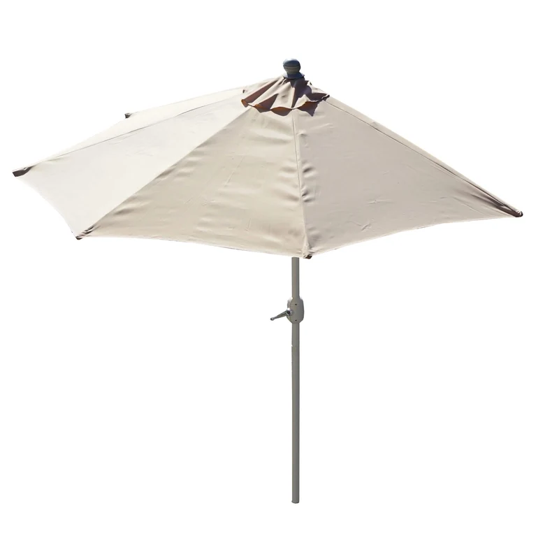 Demi parasol semi-circulaire balcon terrasse UV 50+ polyester/aluminium 3kg avec une portée de 270 cm crème sans support 04_0003850