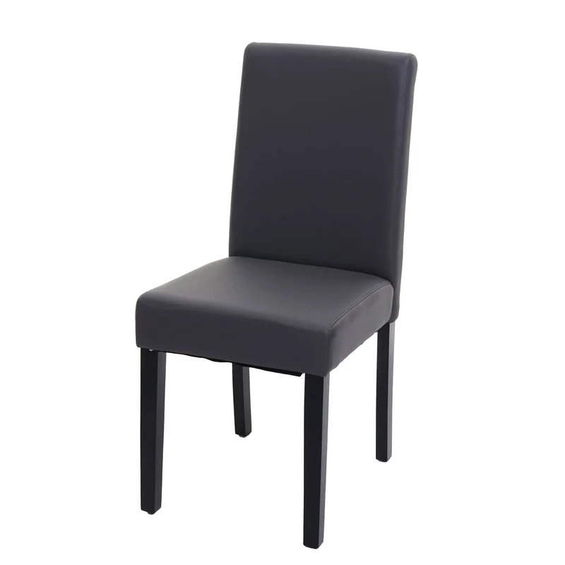 Chaise de salle à manger cuisine en synthétique gris mat pieds en bois foncé 04_0002315