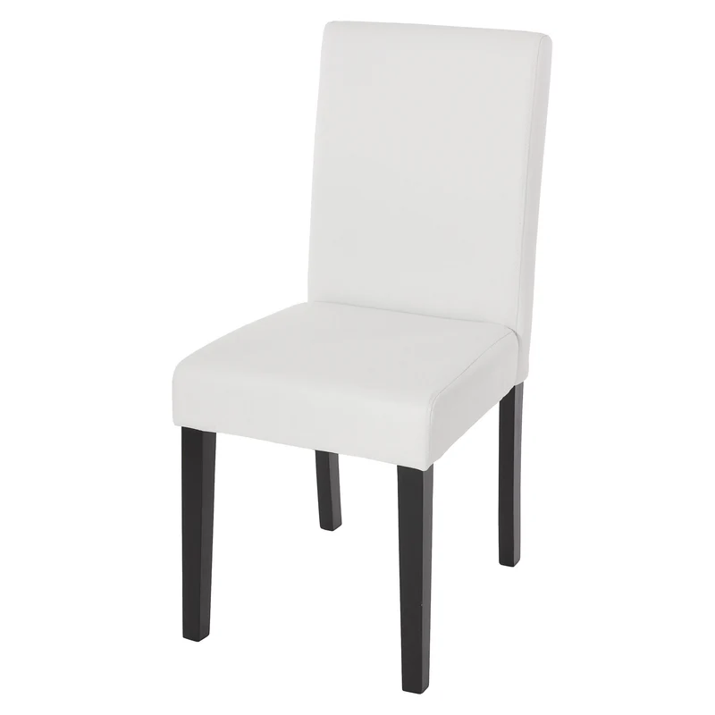 Chaise de salle à manger cuisine en synthétique blanc mat pieds en bois foncé design moderne 04_0002343