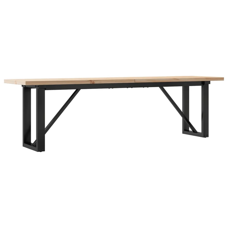 Table basse rectangulaire style industriel cadre en O 160 x 40 x 45,5 cm bois de pin et acier DEC036238