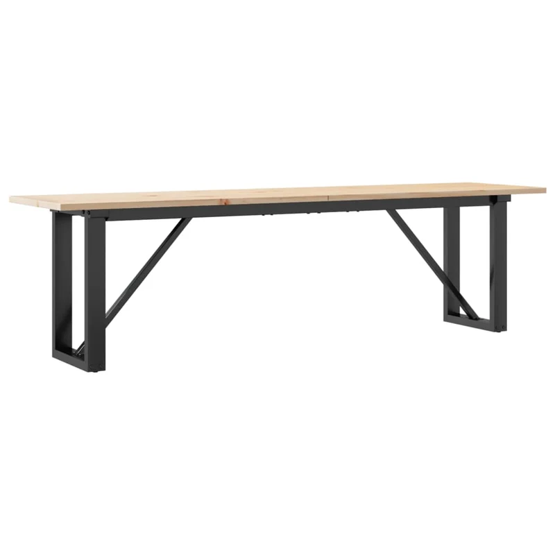Table basse rectangulaire style industriel cadre en O 160 x 40 x 45 cm bois de pin et acier DEC036237