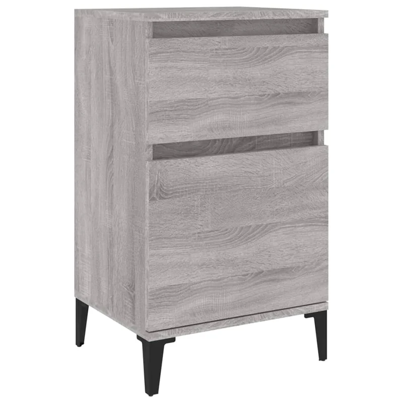 Table de chevet avc tiroir et compartiment avec porte 40 x 35 x 70 cm bois d'ingénierie gris et métal DEC034634