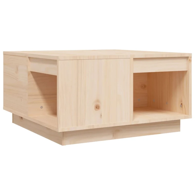 Table basse de salon design rustique 60 x 61 x 32,5 cm bois massif de pin non traité DEC037111