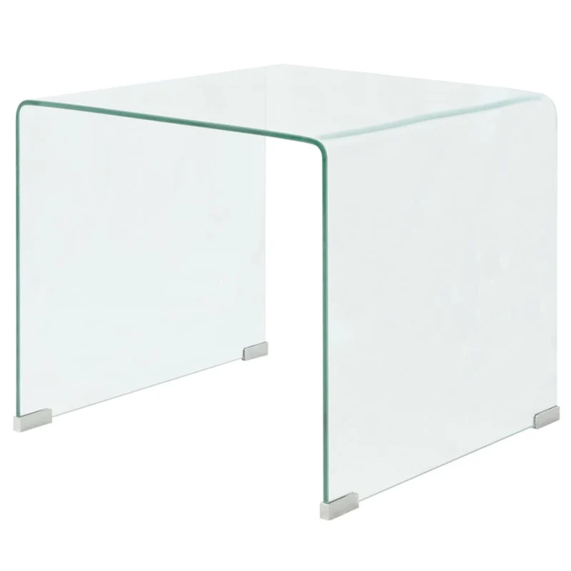 Table basse de salon design moderne 49,5 x 50 x 45 cm verre trempé transparent DEC037074