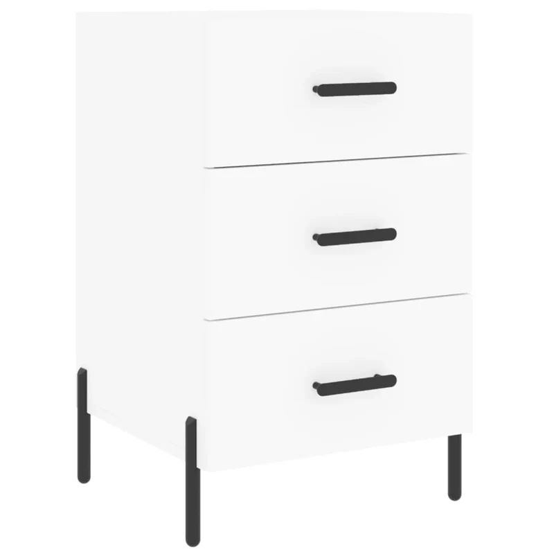 Table de chevet avec 3 tiroirs 40 x 40 x 66 cm bois d'ingénierie blanc et fer DEC033400