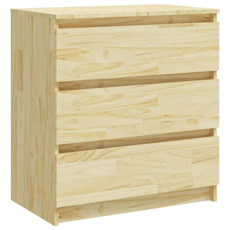 Table de chevet avec 3 tiroirs 60 x 36 x 64 cm bois de pin massif non traité DEC033078
