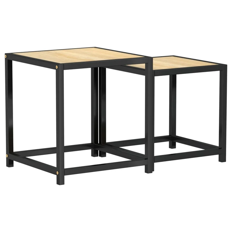 Lot de 2 tables d'appoint style industriel en MDF et acier DEC032742