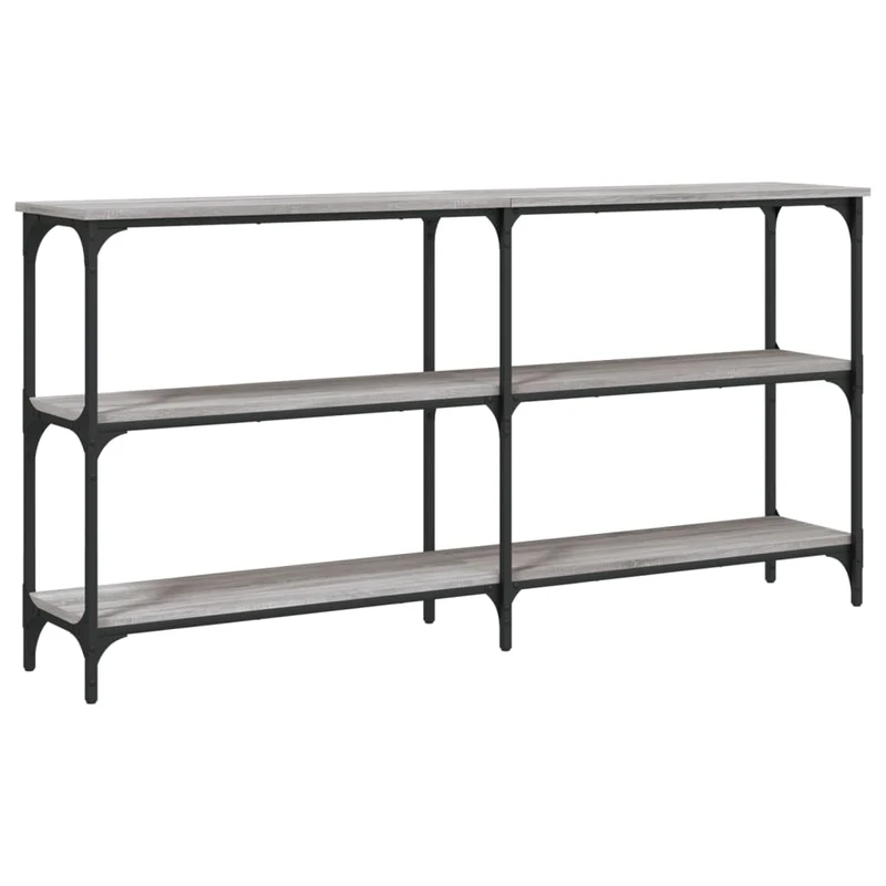 Table console avec étagères style industriel 150 x 29 x 75 cm bois d'ingénierie gris et métal DEC032218