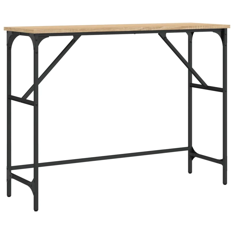 Table console style industriel 100 x 32 x 75 cm bois d'ingénierie et métal DEC031907