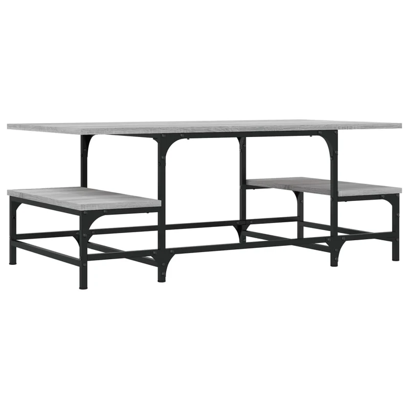 Table basse avec étagères design industriel 100 x 50,5 x 40 cm bois d'ingénierie gris et métal DEC039935