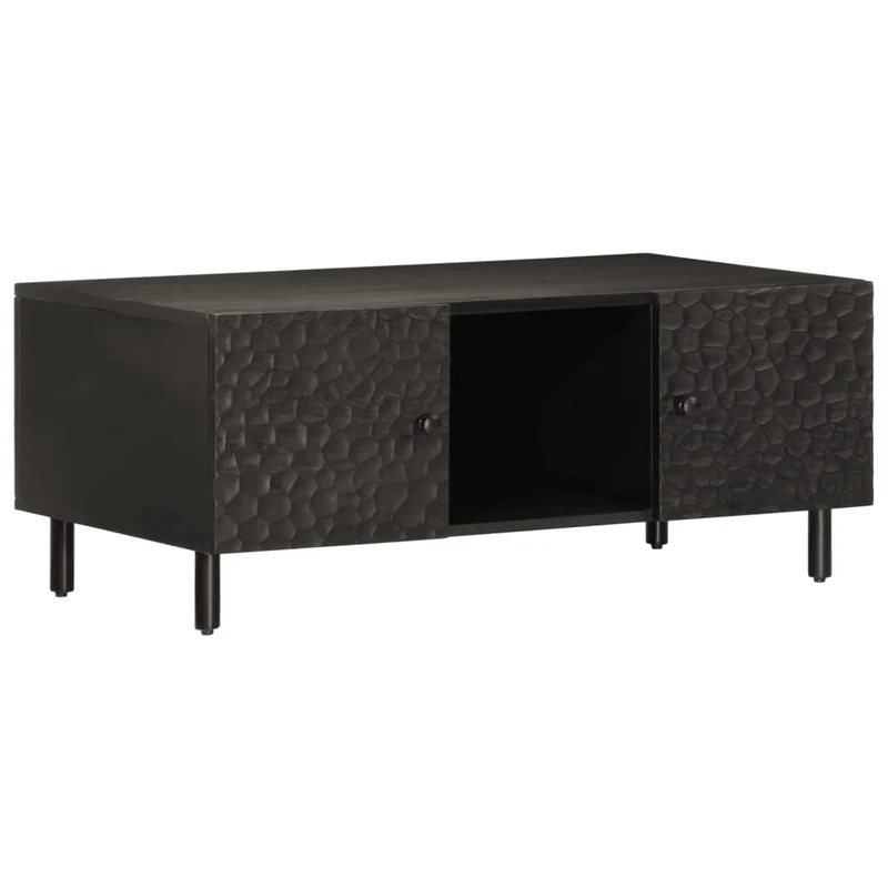 Table basse design moderne et contemporaine 100 x 54 x 40 cm bois massif de manguier noir et fer DEC039574