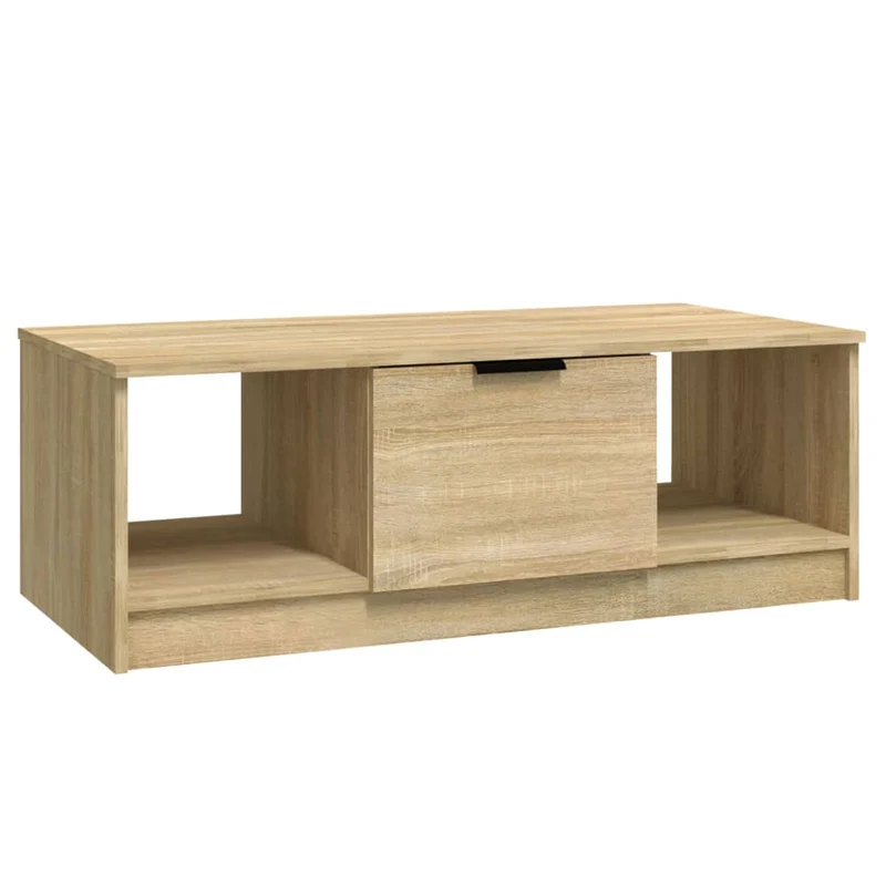 Table basse avec espace de rangement design moderne et contemporaine 102 x 50 x 36 cm bois d'ingénierie couleur chêne DEC038896