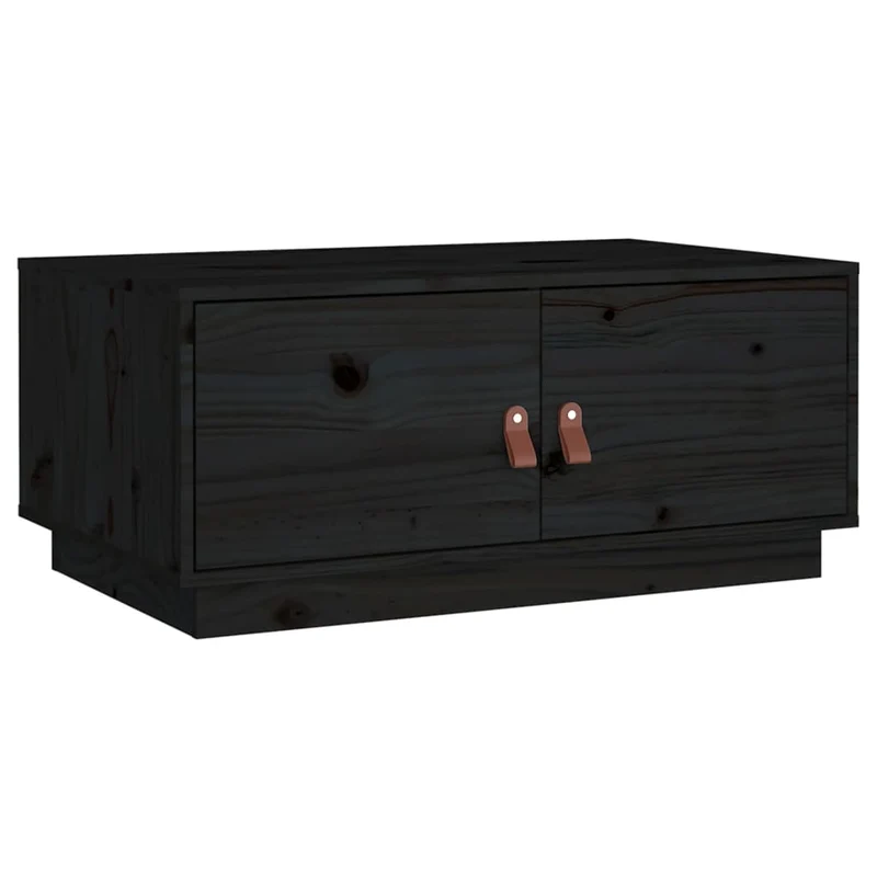 Table basse avec compartiment de rangement design rustique moderne 80 x 50 x 35 cm bois massif de pin noir DEC039759