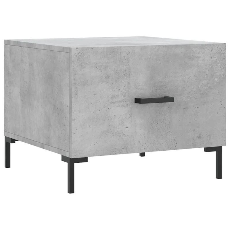 Table basse avec tiroir design moderne et contemporain 50 x 50 x 40 cm bois d'ingénierie gris et fer DEC039294