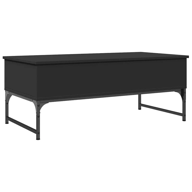 Table basse avec compartiment de rangement design moderne et contemporain 100 x 50 x 40 cm bois d'ingénierie et métal noir DEC039550