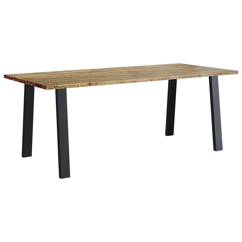 Table de salle à manger design rustique industriel 200 x 90 x 75 cm bois d'acacia et acier DEC036743