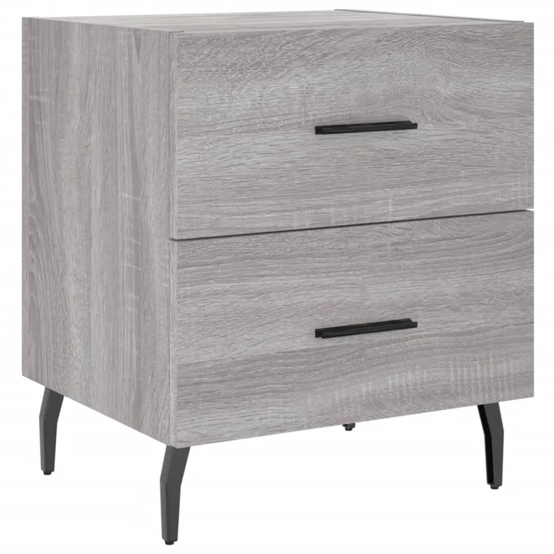 Table de chevet avec tiroirs 40 x 35 x 47,5 cm bois d’ingénierie gris et fer DEC034613