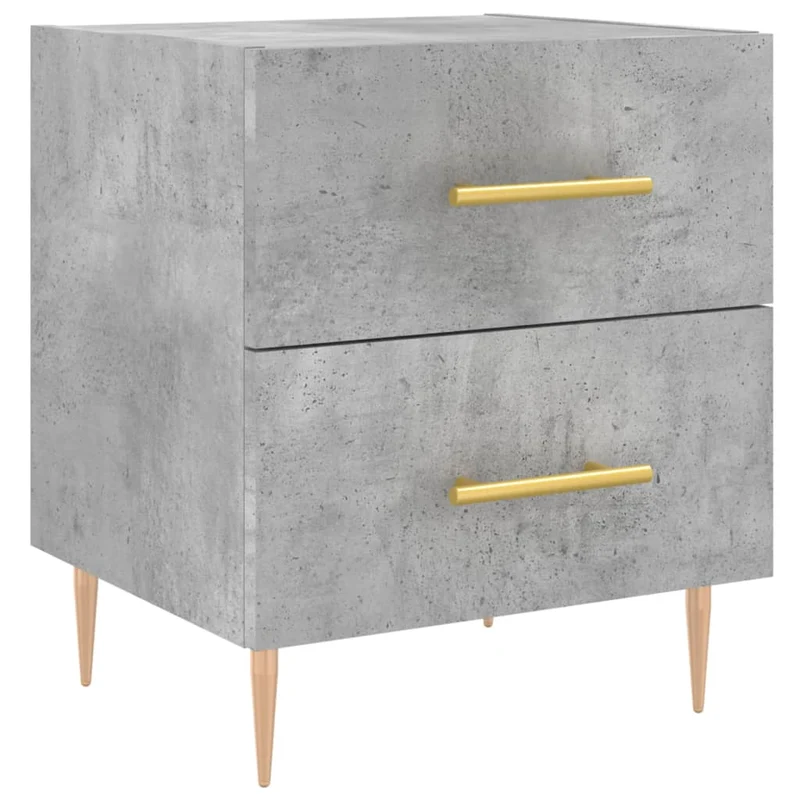 Table de chevet avec tiroirs 40 x 35 x 47,5 cm bois d’ingénierie gris et fer DEC033984