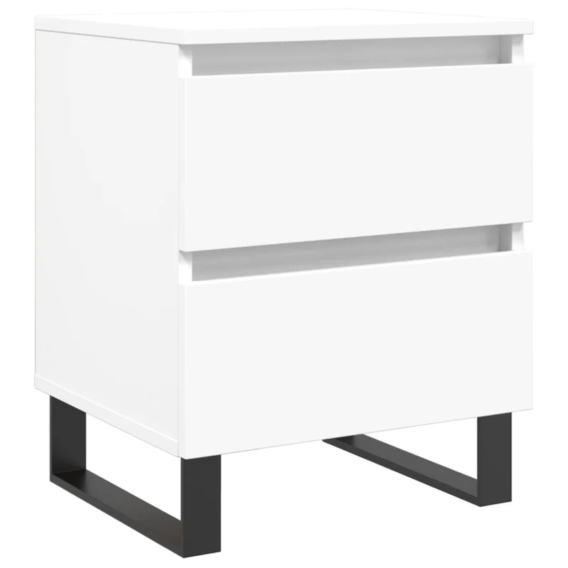 Table de chevet avec deux tiroirs 40 x 35 x 50 cm bois d’ingénierie blanc et fer DEC033372
