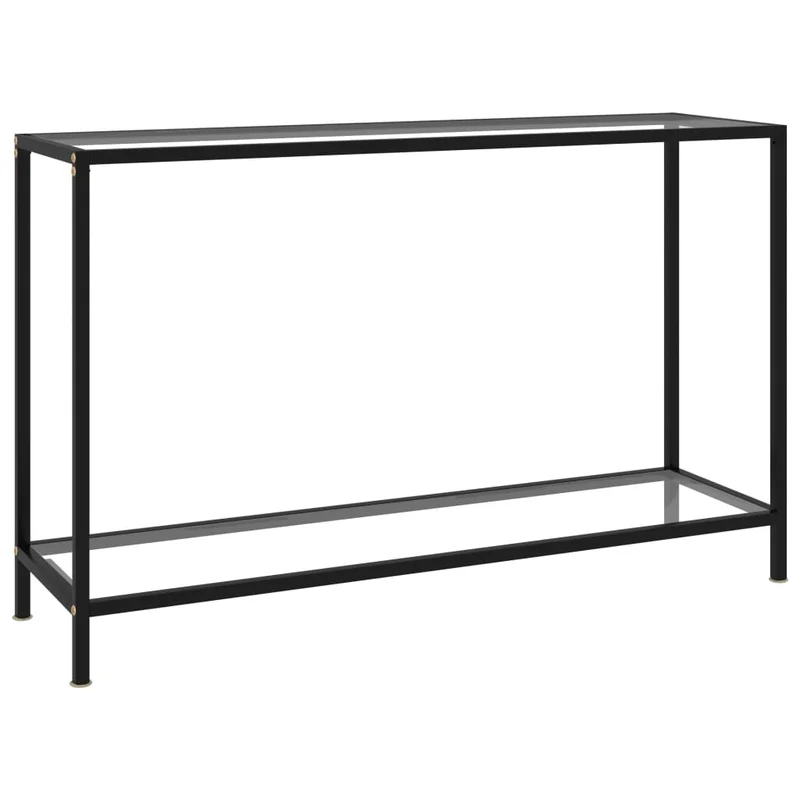 Table console simple 120 x 35 x 75 cm verre trempé transparent et acier DEC032264