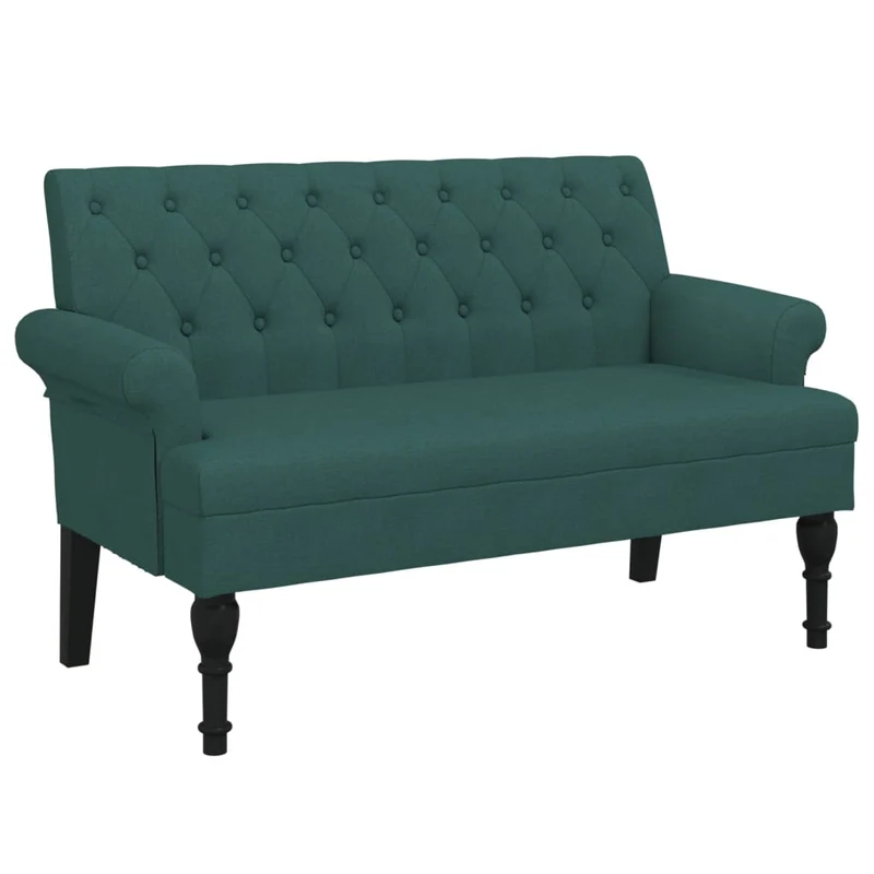 Banquette banc avec dossier capitonné accoudoirs 120 x 62 x 75,5 cm en tissu vert DEC024662