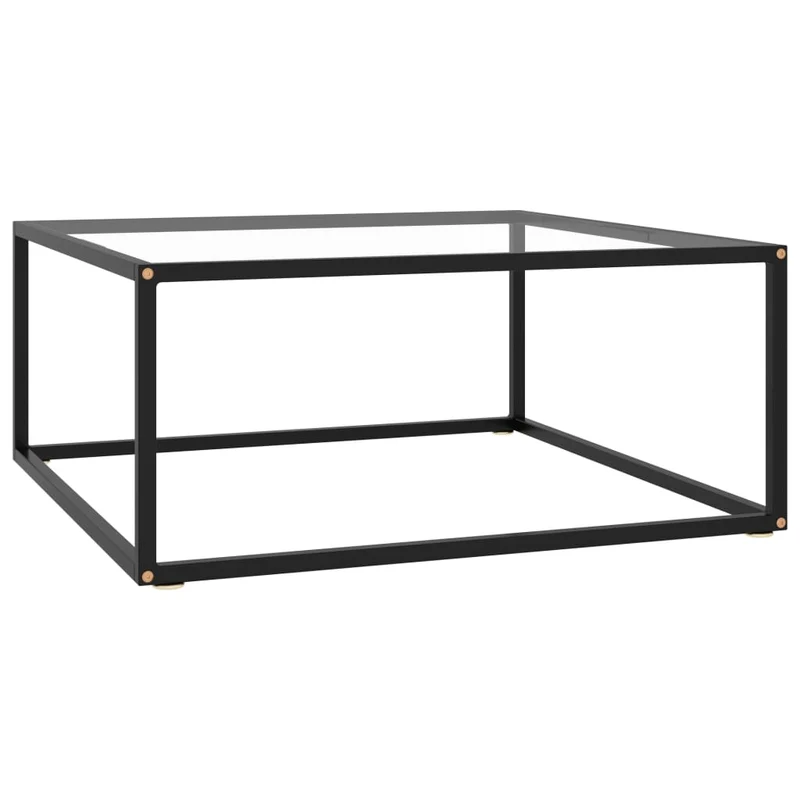 Table basse design moderne et contemporaine avec verre trempé et acier noir 80 x 80 x 35 cm DEC039887