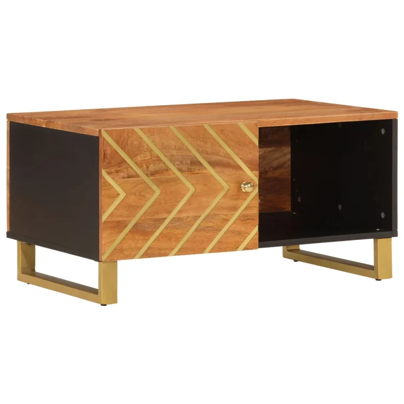 Table basse design tropical et 80 x 50 x 40 cm bois de massif manguier MDF et fer DEC039449