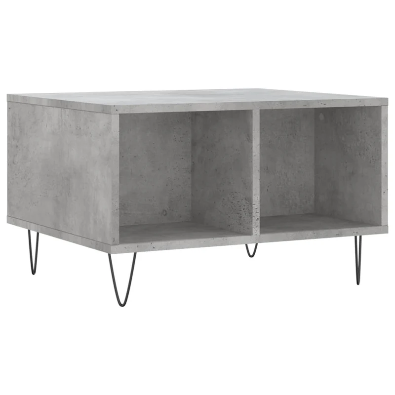 Table basse aec 4 compartiments design industriel moderne 60 x 50 x 36,5 cm bois d'ingénierie gris et métal DEC039321