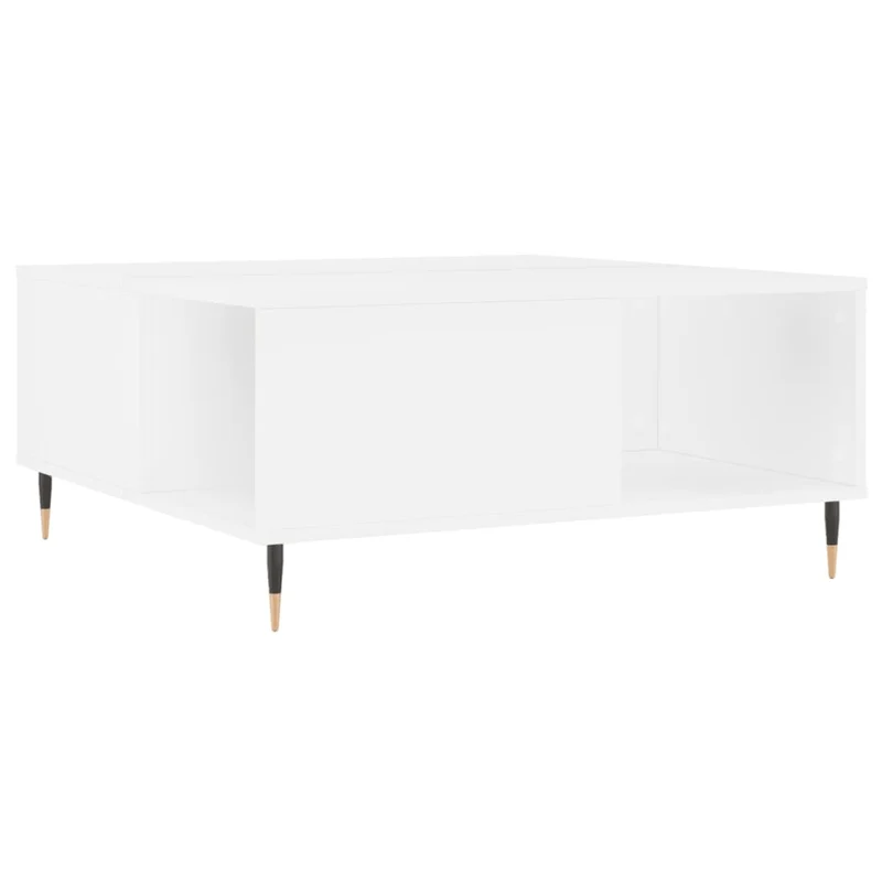 Table basse design moderne et contemporaine 80 x 80 x 36,5 cm bois d'ingénierie blanc et métal DEC037970