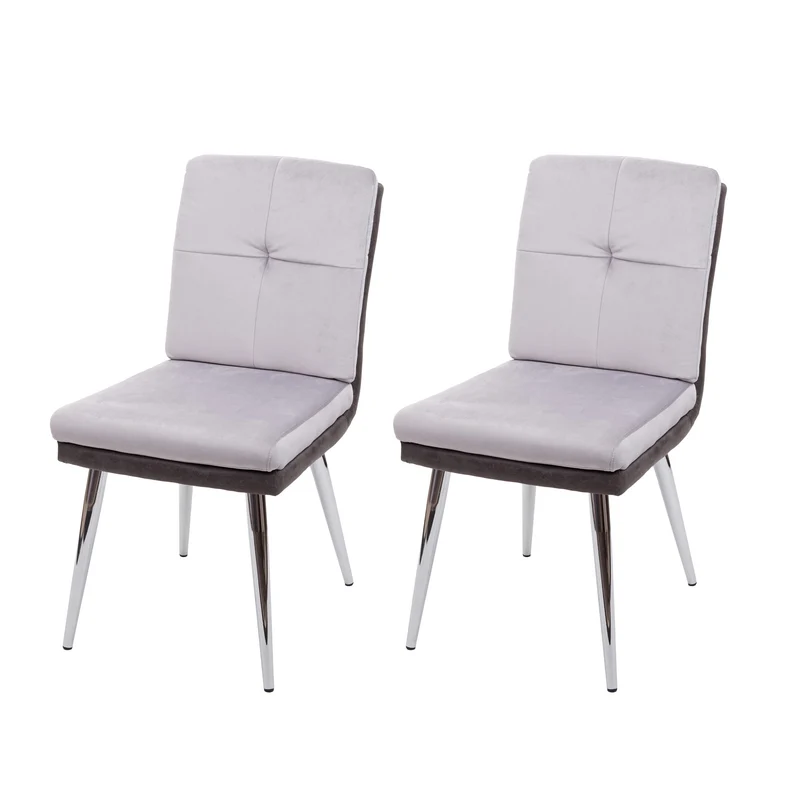 2x chaises de salle à manger cuisine synthétique velours métal gris design moderne et chic 04_0000401