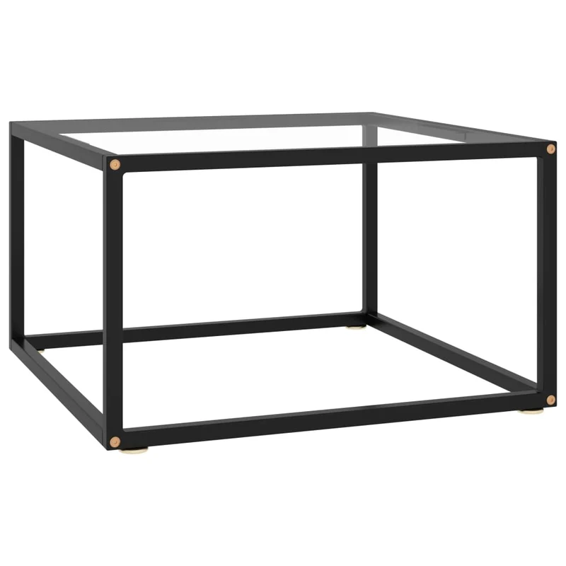 Table basse design moderne et contemporaine avec verre trempé et acier noir 60 x 60 x 35 cm DEC039886