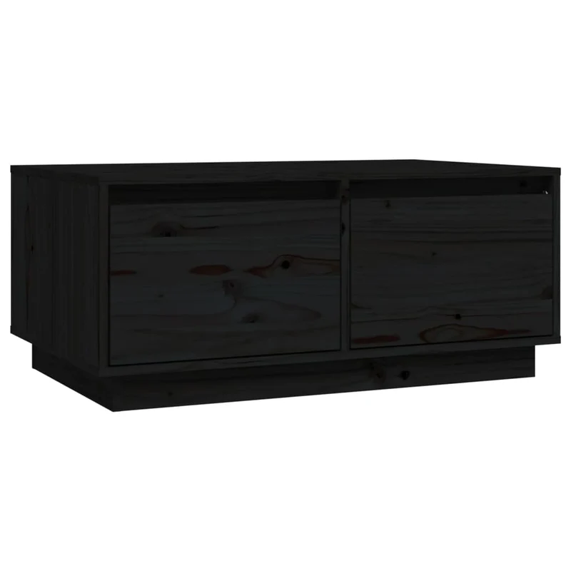 Table basse avec tiroirs design moderne et contemporain 80 x 50 x 35 cm bois massif de pin noir DEC039760